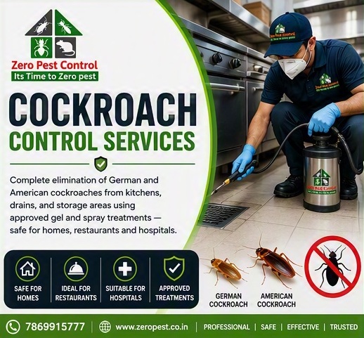 Technician performing gel-based cockroach control treatment in a kitchen in Indore