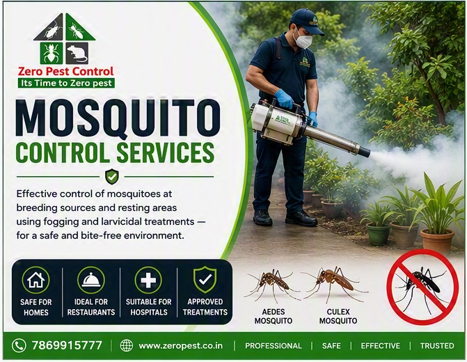 Technician performing ULV fogging mosquito control treatment outdoors in Indore