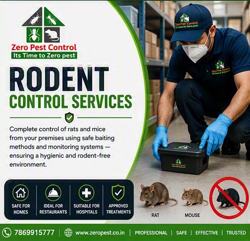 Pest control technician installing a tamper-proof rat bait station outside a property in Indore